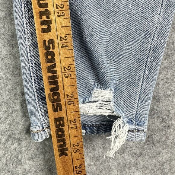 American Eagle Curvy Mom Jeans Womens 00R Med Wash Shark Bite Hem Stretch Denim - Picture 12 of 16